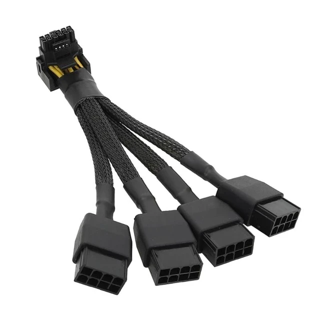 Alt view image 2 of 2 - GPU RTX4090 18AWG 4x8pin PCI-e to 16Pin (12+4) PCI-e 5.0 12VHPWR Connector 90 Degree Elbow 15CM for RTX4080 RTX4090