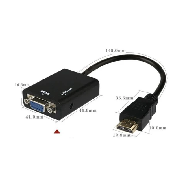 Alt view image 12 of 12 - Male to Female HDMI-compatible to VGA Digital Analog Video Audio Cable Adapter 1080P 720P 480P For PS4 PC HDTV Display Projector
