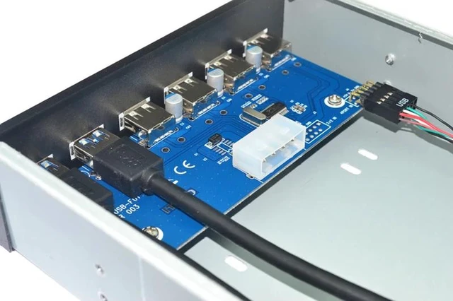 Alt view image 7 of 8 - for Desktop USB3.0 Optical Drive Front Panel 5.25inch USB HUB 9PIN 19PIN to 4Ports USB2.0+ 2Ports USB 3.0 for PC Floppy Bay Tray