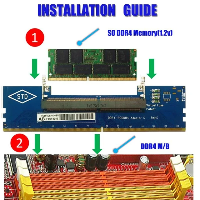 Alt view image 12 of 12 - Computer Components DDR4 Laptop SO-DIMM to Desktop DIMM Memory RAM Connector Adapter Desktop PC Memory Cards Transfer Adaptor