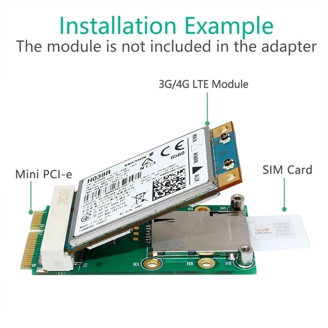 Alt view image 10 of 12 - Mini PCI Express Adapter For 3G 4G Module with USIM Slot MINI PCI E to Mini PCI-E Riser Card Support 3G/4G WWAN LTE GPS Card