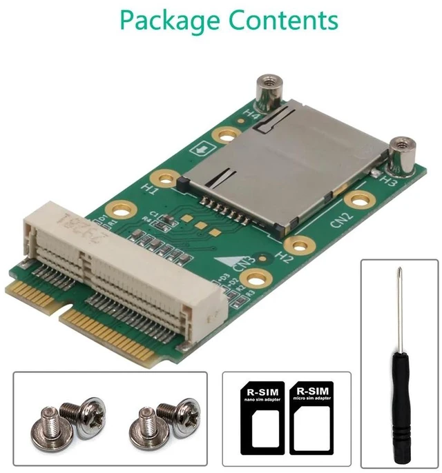 Alt view image 12 of 12 - Mini PCI Express Adapter For 3G 4G Module with USIM Slot MINI PCI E to Mini PCI-E Riser Card Support 3G/4G WWAN LTE GPS Card