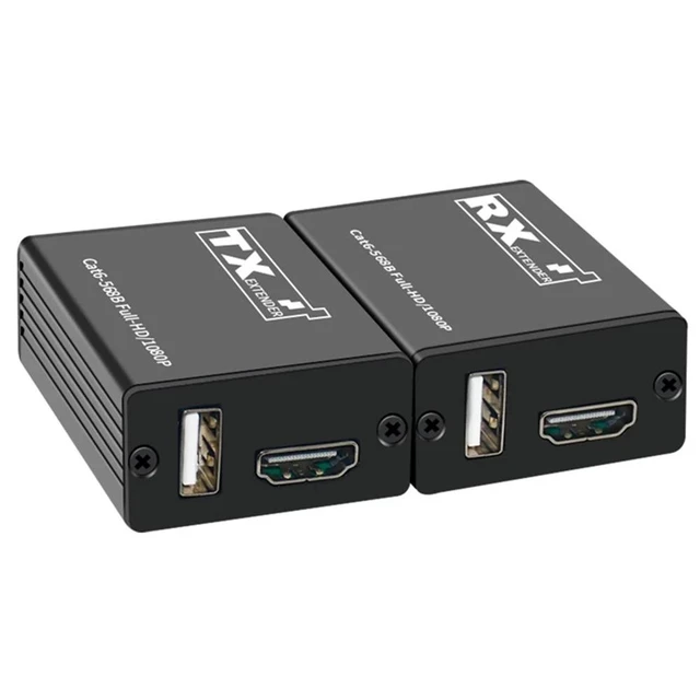 Alt view image 7 of 12 - 30M HDMI KVM Extender Over Rj45 Cat6 Network Cable 10080P HDMI Extender with USB Support Mouse for PC NVR DVR Camera TV Monitor