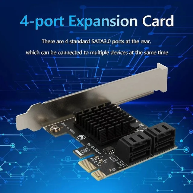 Alt view image 10 of 12 - Chi a Mining Riser PCIe to 4 Port SATA 3.0 6Gb SSD Adapter PCI-e PCI Express Gen3 x1 SATA Controller Expansion Card Add On Cards
