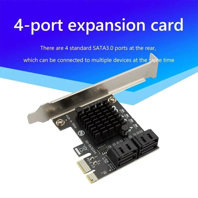 Alt view image 9 of 12 - Chi a Mining Riser PCIe to 4 Port SATA 3.0 6Gb SSD Adapter PCI-e PCI Express Gen3 x1 SATA Controller Expansion Card Add On Cards
