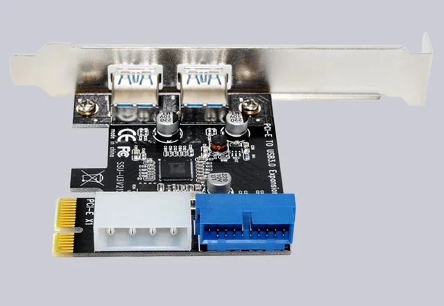 Alt view image 8 of 12 - External 2Port USB3.0 + Internal 19pin Header PCIe Card 4pin IDE Power Connector