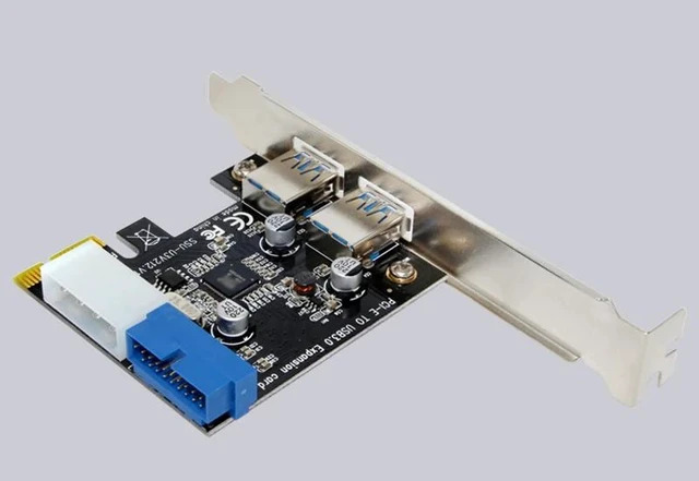 Alt view image 9 of 12 - External 2Port USB3.0 + Internal 19pin Header PCIe Card 4pin IDE Power Connector