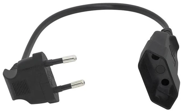 Alt view image 2 of 2 - 1PCS EU Power Adapter Cord,90 Degree Angled European Round 2Pin Male to Female Plug Power Cable For UPS PDU colourBlack
Cable length:(1.8M)