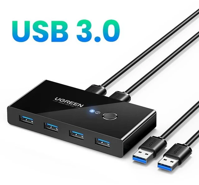 Alt view image 2 of 2 - USB KVM Switch USB 3.0 2.0 Switcher KVM Switch for Windows10 PC Keyboard Mouse Printer 2 PCs Sharing 4 Devices USB Switch(USB3.0)
