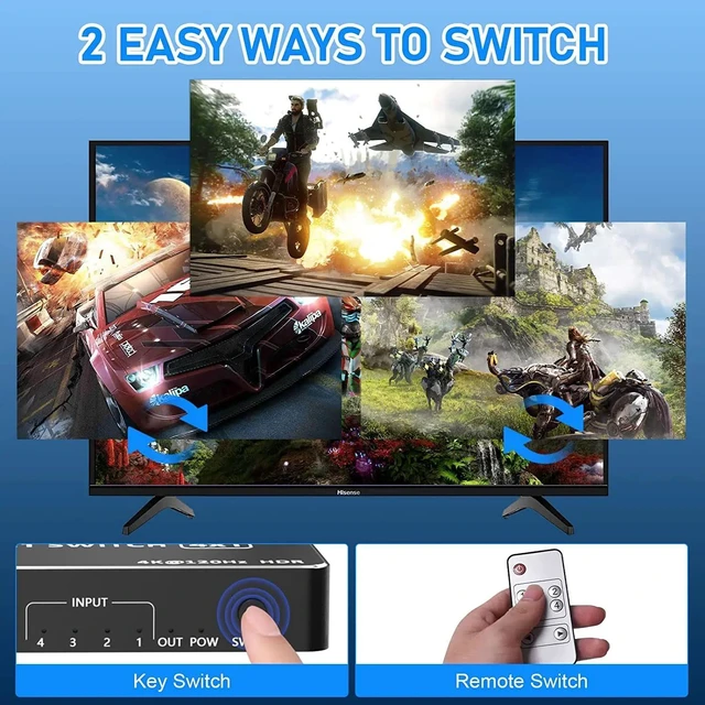Alt view image 9 of 12 - 8K 60Hz HDMI 2.1 Switch 4x1 3x1 5x1 4K 120Hz HDMI Switch Selector Hub 4 in 1 out With IR Remote 8K 48Gbps for Xbox PS5 Projector(Switch 3x1)