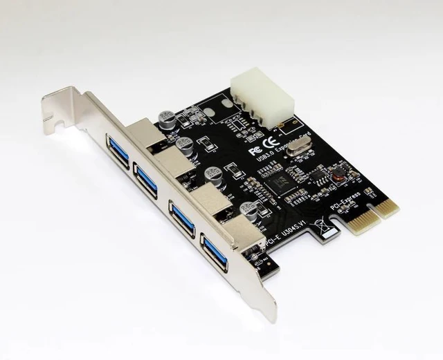 Alt view image 8 of 12 - 4 Port 5Gbps Superspeed USB3.0 PCI-E PCI Express Card Adapter 4Pin IDE Connector