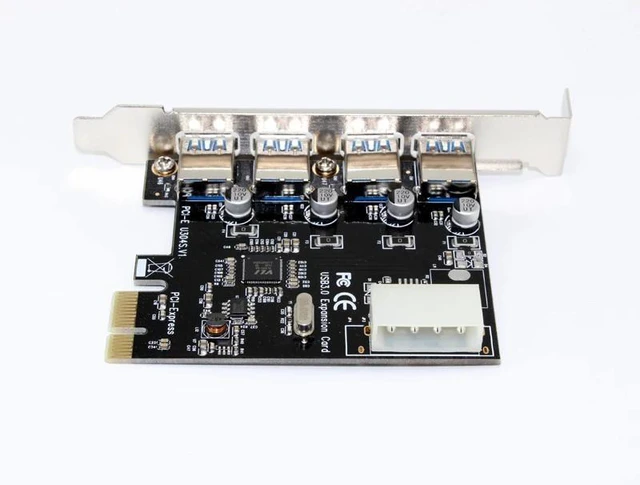 Alt view image 10 of 12 - 4 Port 5Gbps Superspeed USB3.0 PCI-E PCI Express Card Adapter 4Pin IDE Connector