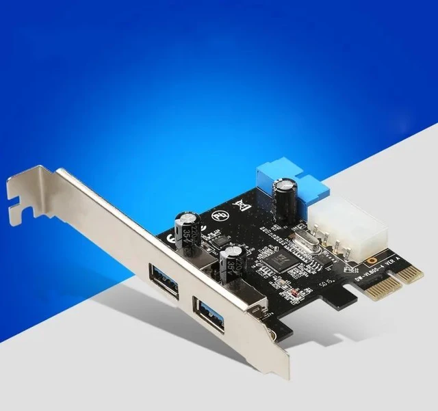 Alt view image 5 of 8 - USB 3.0 PCI-E Expansion Card Adapter External 2 Port USB3.0 Hub Internal 19pin Header PCI-E Card 4pin IDE Power