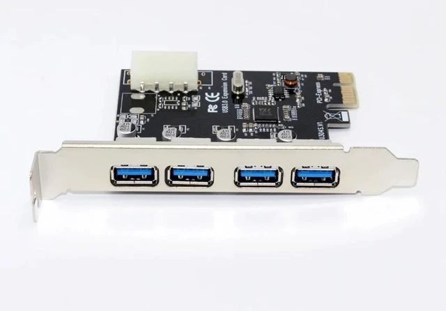 Alt view image 11 of 12 - 4 Port 5Gbps Superspeed USB3.0 PCI-E PCI Express Card Adapter 4Pin IDE Connector