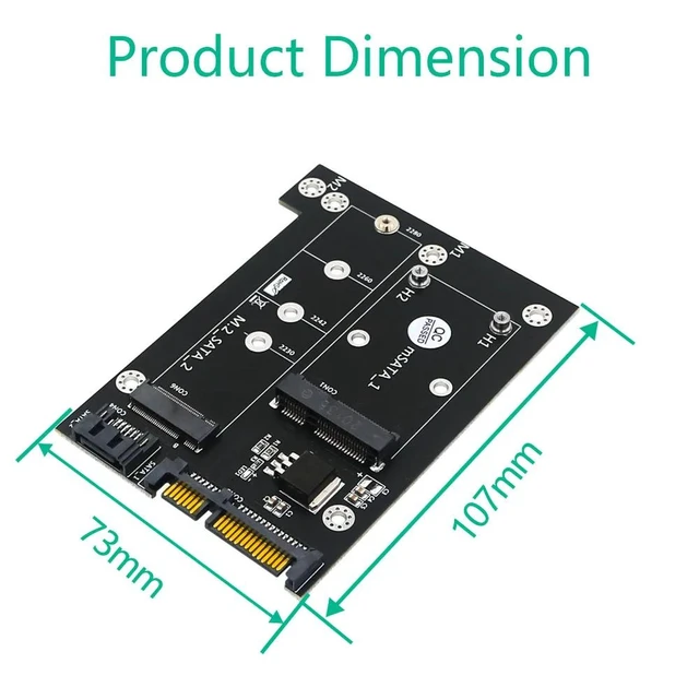 Alt view image 10 of 12 - Riser 2 in 1 mSATA / M2 NGFF SSD to Dual SATA 3.0 Converter M.2 SATA Adapter mSATA to SATA Expansion Card Board for Miner Mining