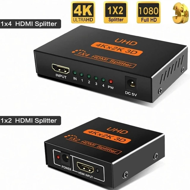 Alt view image 11 of 12 - 4K HDMI Splitter 1x4 1x2 Video HDMI Distributor 1 in 4 out HDMI Splitter Duplicate Screen Amplifier for PC HDTV DVD PS3 Monitor(USB Cable)
(1x2)