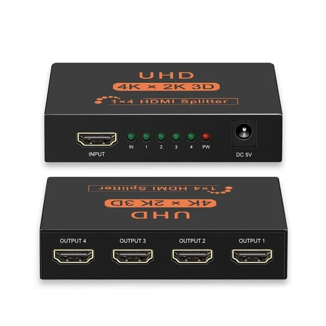 Alt view image 12 of 12 - 4K HDMI Splitter 1x4 1x2 Video HDMI Distributor 1 in 4 out HDMI Splitter Duplicate Screen Amplifier for PC HDTV DVD PS3 Monitor(USB Cable)
(1x2)