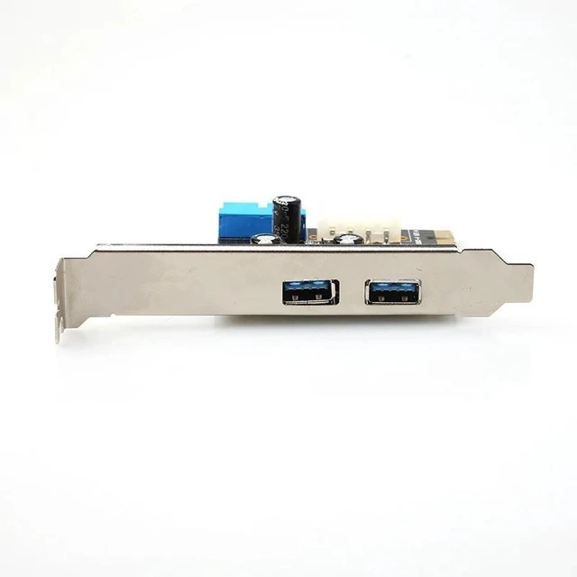 Alt view image 8 of 8 - USB 3.0 PCI-E Expansion Card Adapter External 2 Port USB3.0 Hub Internal 19pin Header PCI-E Card 4pin IDE Power