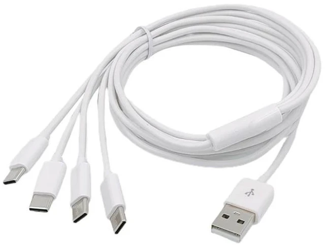 Alt view image 2 of 2 - High-Speed USB C Splitter Cable with 4 Type-C Male Connectors, Durable Nylon Braided Cord Durable and Reliable(White)
