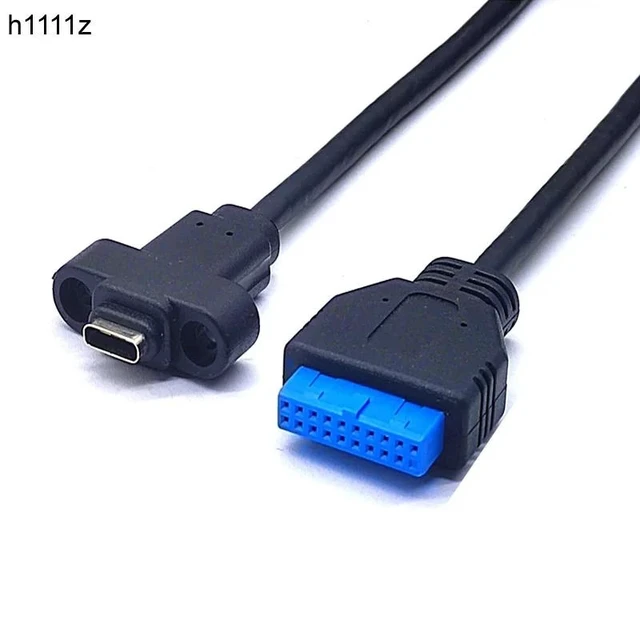 Alt view image 7 of 12 - Connectors USB3.0 20/19Pin to Type-C Single Port USB 3.1 Type C USB-C Female to USB 3.0 Motherboard 19pin Header Cable 50cm