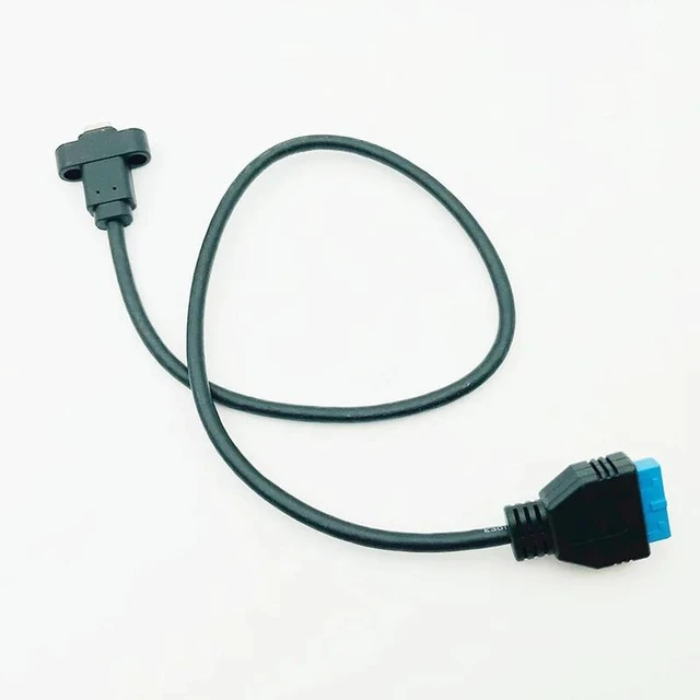 Alt view image 11 of 12 - Connectors USB3.0 20/19Pin to Type-C Single Port USB 3.1 Type C USB-C Female to USB 3.0 Motherboard 19pin Header Cable 50cm
