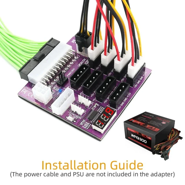 Alt view image 11 of 13 - Breakout Board 4Pin and 6Pin Power Connector LED Display 12V Power Module for CHIA Mining for GPU Graphics Card Miner Mining