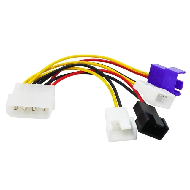 Alt view image 2 of 2 - 1pcs 4-Pin To 3-Pin Fan Power Cable Adapter Connector 12v*2 / 5v*1 Computer Cooling Fan Cables for CPU PC Case Fan