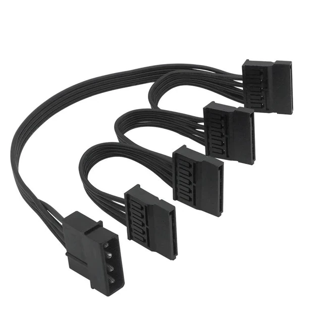 Alt view image 2 of 3 - 4pin IDE 1 to 4 SATA 15Pin Hard Drive Power Supply Splitter Cable Cord for DIY PC Sever 4-pin to 15-pin Power 60C