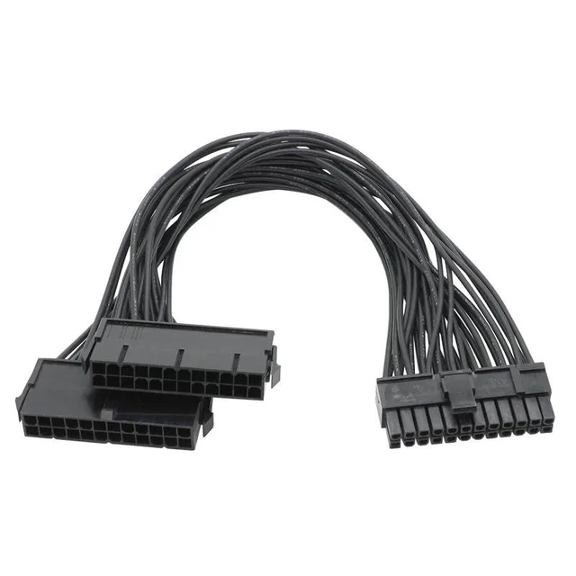 Alt view image 2 of 2 - ATX 24Pin Power Supply Synchronizer Male to Female Mining 24 Pin Y Splitter Dual PSU Extension Cable For Computer Adaptor 30CM