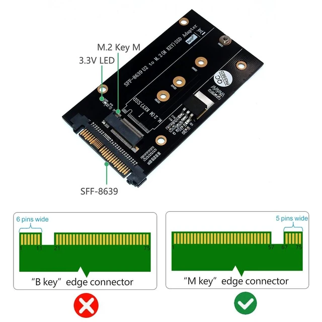 Alt view image 9 of 12 - Add On Cards U.2 SFF-8639 to M2 SSD Adapter U.2 to M.2 NVME SSD M Key Expansion Card Board for 2230 2242 2260 2280 M2 SSD
