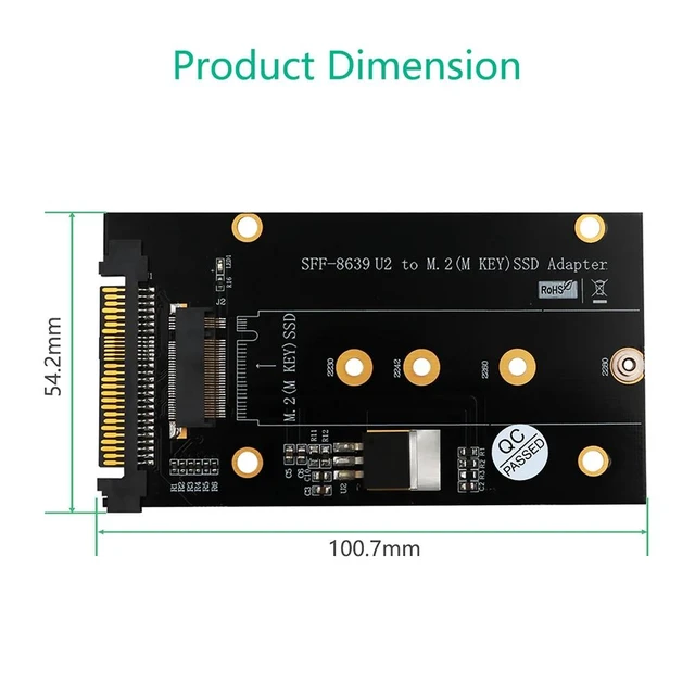 Alt view image 11 of 12 - Add On Cards U.2 SFF-8639 to M2 SSD Adapter U.2 to M.2 NVME SSD M Key Expansion Card Board for 2230 2242 2260 2280 M2 SSD