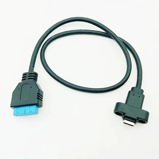 Alt view image 12 of 12 - Connectors USB3.0 20/19Pin to Type-C Single Port USB 3.1 Type C USB-C Female to USB 3.0 Motherboard 19pin Header Cable 50cm
