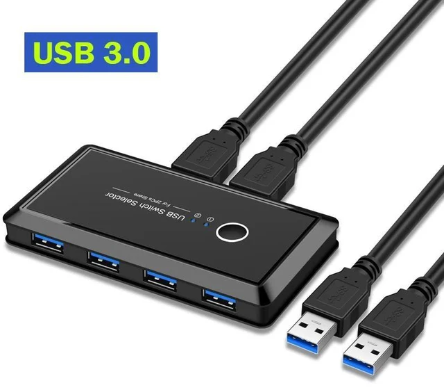 Alt view image 7 of 12 - USB 3.0 KVM Switch 2x4 USB 2.0 Switcher Selector 2 PC Sharing 4 USB Devices KVM Switch Hub Adapter for Keyboard Mouse Printer(USB3.0)
