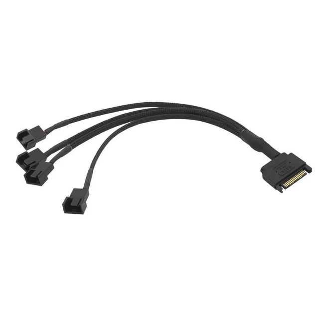 Alt view image 2 of 2 - Fan Extension Power Splitter Cable Connector PC 1 to 4 4-Pin Cooling Hub Splitter Cable 12V SATA Power Supply Adapter