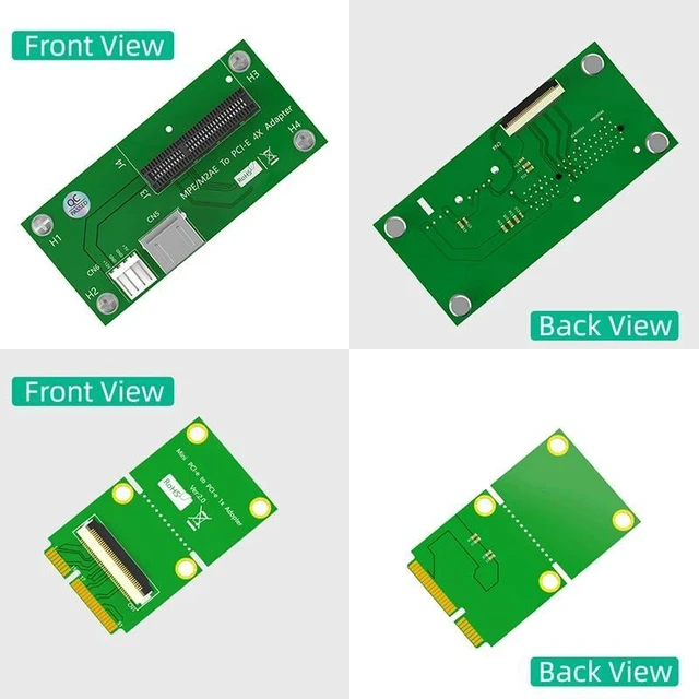 Alt view image 9 of 12 - Mini PCIE to PCI Express X4 Slot USB 2.0 Riser Board with High Speed FPC Cable 4Pin Power Magnetic Pad Vertical Installation