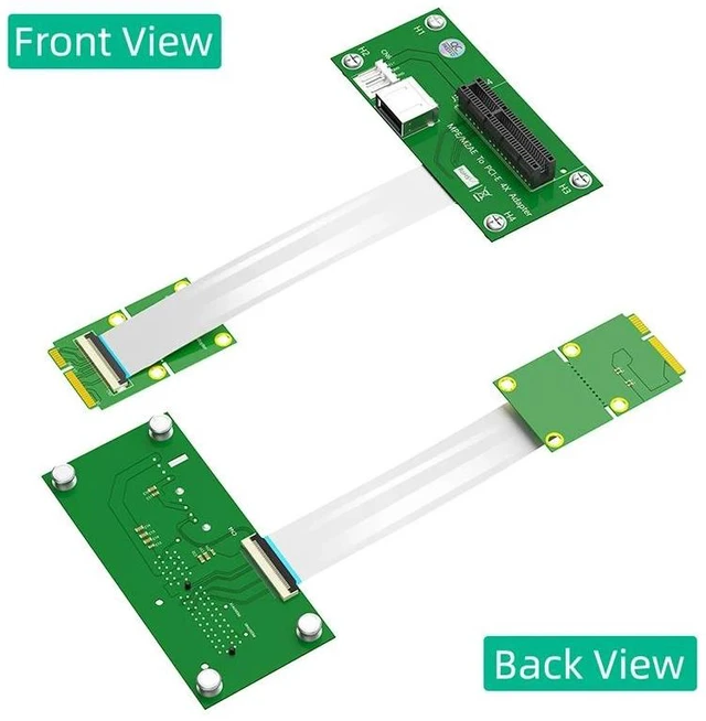 Alt view image 8 of 12 - Mini PCIE to PCI Express X4 Slot USB 2.0 Riser Board with High Speed FPC Cable 4Pin Power Magnetic Pad Vertical Installation