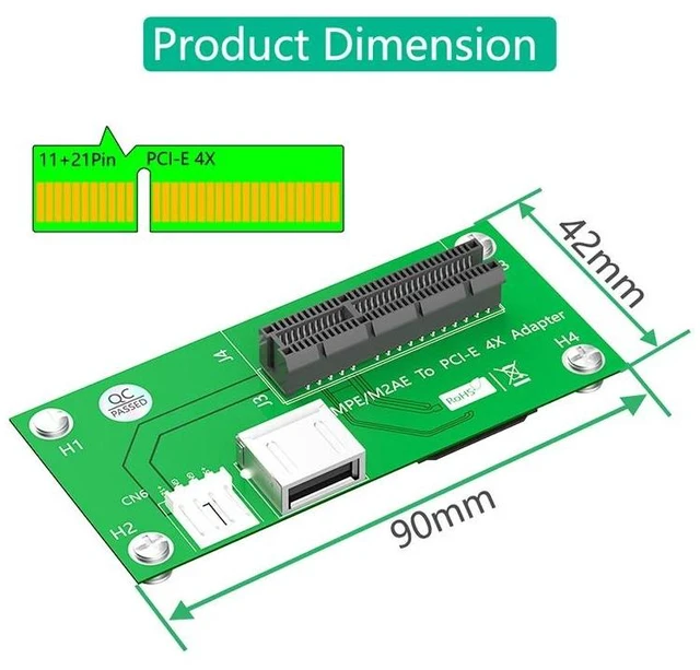 Alt view image 12 of 12 - Mini PCIE to PCI Express X4 Slot USB 2.0 Riser Board with High Speed FPC Cable 4Pin Power Magnetic Pad Vertical Installation