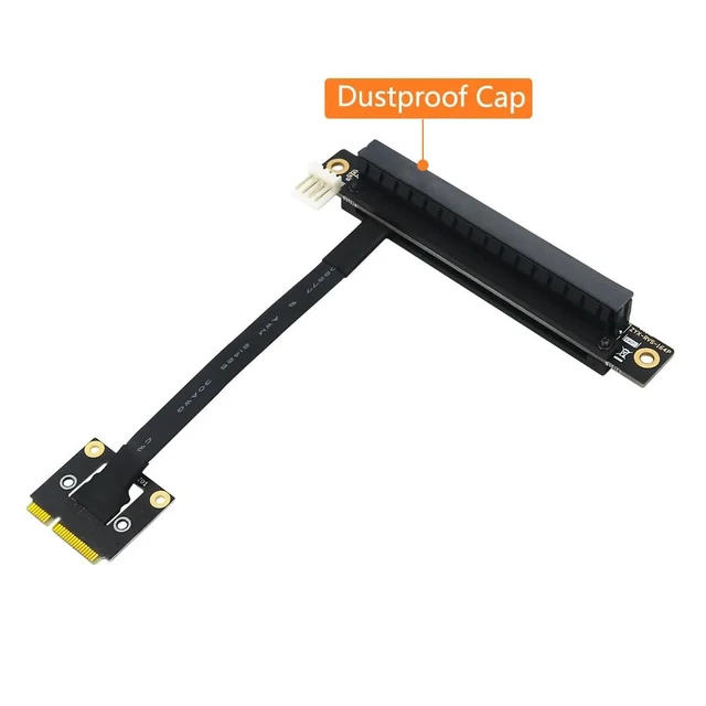 Alt view image 8 of 12 - PCI-E Riser Converter 270 Degree Mini PCIe To PCI-E 16X Adapter Cable Riser w/ 4pin FDD Power Connector for PCIE Tester Extender
