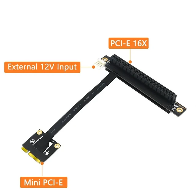 Alt view image 9 of 12 - PCI-E Riser Converter 270 Degree Mini PCIe To PCI-E 16X Adapter Cable Riser w/ 4pin FDD Power Connector for PCIE Tester Extender