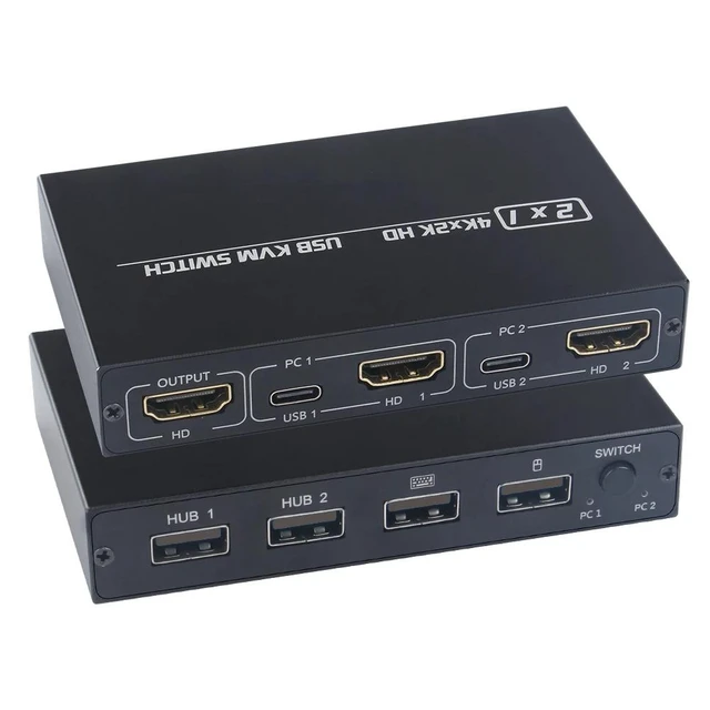 Alt view image 11 of 12 - USB KVM Switch USB 2.0 Switcher HDMI-compatible KVM Switch 2 In 1 Out 4K for 2 PC Sharing Keyboard and Mouse EDID / HDCP Printe