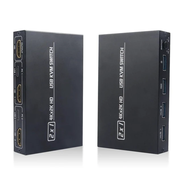 Alt view image 12 of 12 - USB KVM Switch USB 2.0 Switcher HDMI-compatible KVM Switch 2 In 1 Out 4K for 2 PC Sharing Keyboard and Mouse EDID / HDCP Printe
