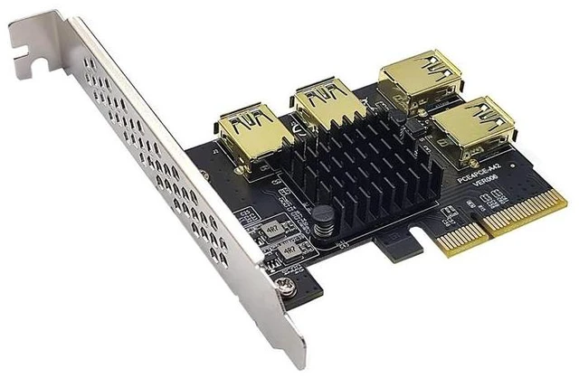 Alt view image 8 of 12 - PCIE 1 to 4 Riser Card PCIE To PCIE Adapter 1 Turn 4 PCI Express Slot X4 to X16 USB3.0 Riser Card Converter For BTC Miner Mining
