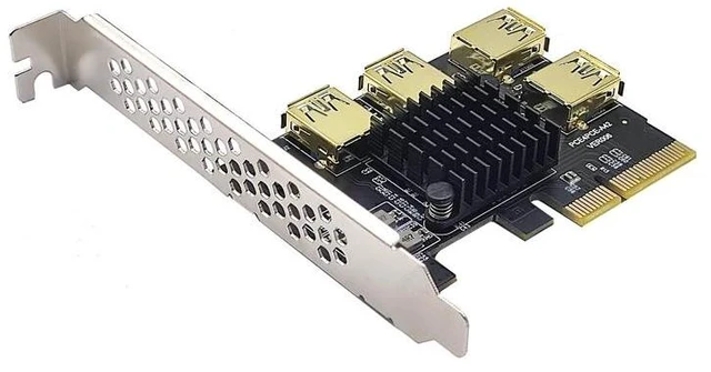 Alt view image 10 of 12 - PCIE 1 to 4 Riser Card PCIE To PCIE Adapter 1 Turn 4 PCI Express Slot X4 to X16 USB3.0 Riser Card Converter For BTC Miner Mining
