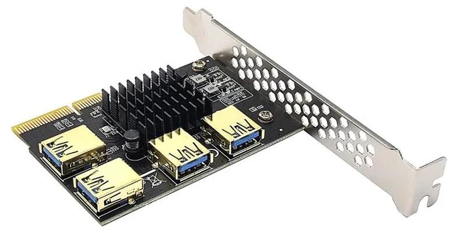 Alt view image 9 of 12 - PCIE 1 to 4 Riser Card PCIE To PCIE Adapter 1 Turn 4 PCI Express Slot X4 to X16 USB3.0 Riser Card Converter For BTC Miner Mining