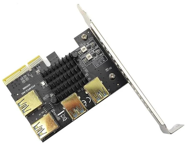 Alt view image 12 of 12 - PCIE 1 to 4 Riser Card PCIE To PCIE Adapter 1 Turn 4 PCI Express Slot X4 to X16 USB3.0 Riser Card Converter For BTC Miner Mining