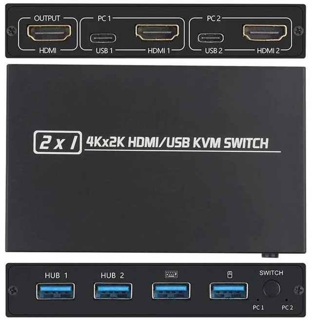 Alt view image 10 of 10 - 2021 NEW Out 4K USB KVM Switch Box Video Display USB Switch Splitter For 2 PC Sharing Keyboard Mouse Printer Plug And Paly
