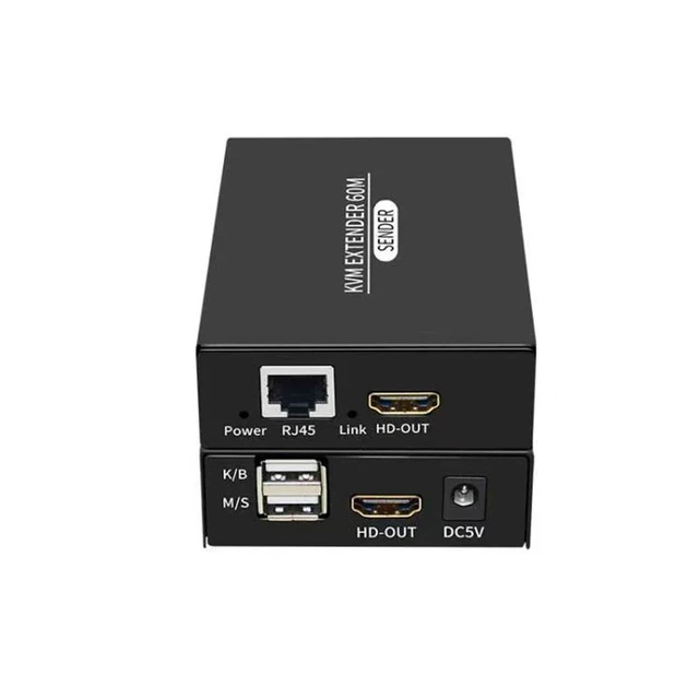 Alt view image 10 of 12 - KVM Extender 60M 1080P HDMI-compatible Over cat5e/6 Ethernet RJ45 LAN Cable USB-A Keyboard Mouse KVM Video Extend TX RX Adapter(With UK Plug)