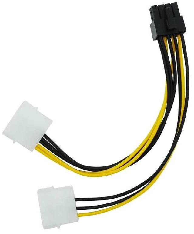 Alt view image 2 of 2 - Dual 4 Pin IDE to 8 Pin PCI Express Power Cable PCI Express Adapter Video Card Power Cord