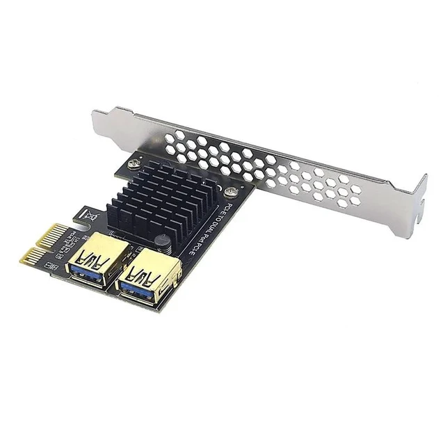 Alt view image 9 of 12 - PCIE PCI-E PCI Express Riser Card 1x to 16x 1 to 2 USB 3.0 Slot Multiplier Hub Adapter Riser For Bitcoin Mining Miner BTC Device