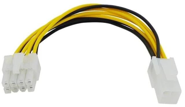 Alt view image 2 of 2 - 4 Pin Male to 8 Pin CPU Power Supply Adapter Converter ATX Cable